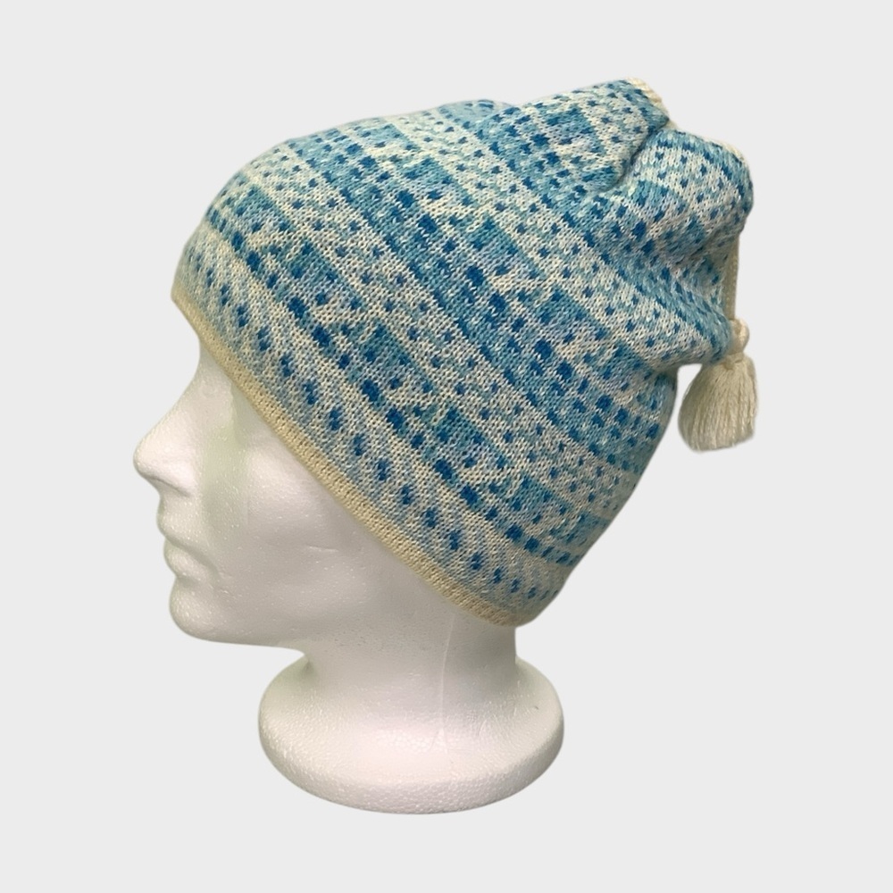 Columbia Wool Blend Tassel Beanie Fair Isle Pattern